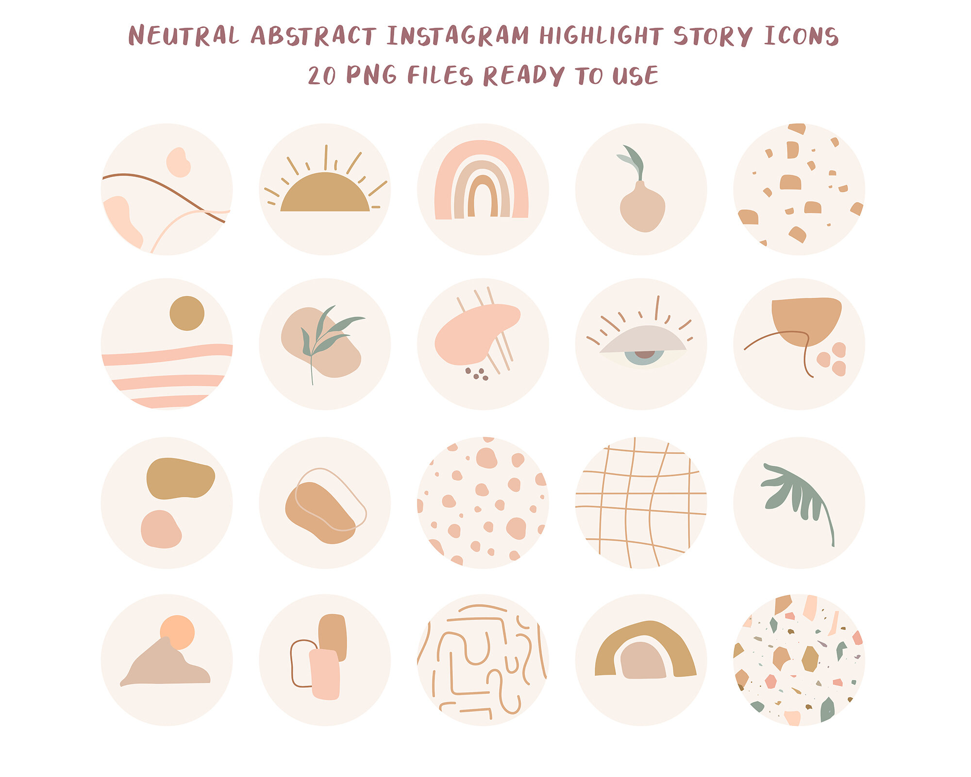 Set Of 20 Png Neutral Abstract Instagram Story Highlight Icons Oh Hey Girl Design