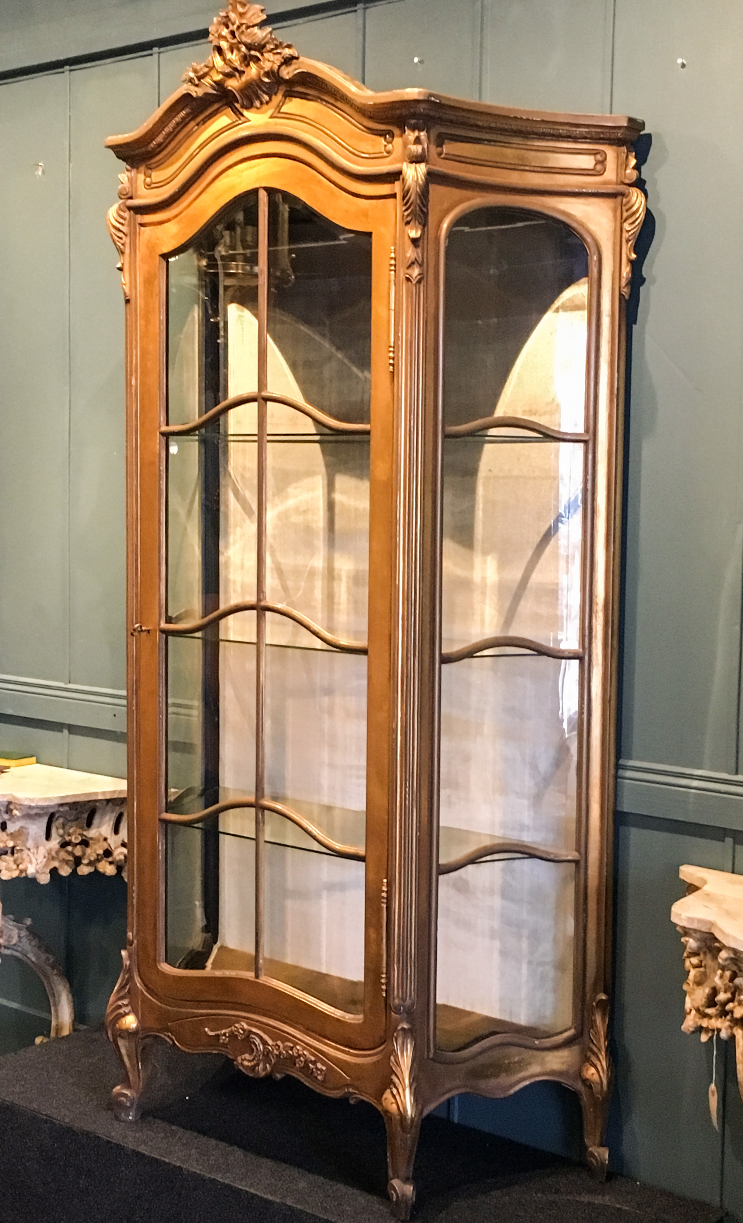 French Style Gilded Glass Cabinet