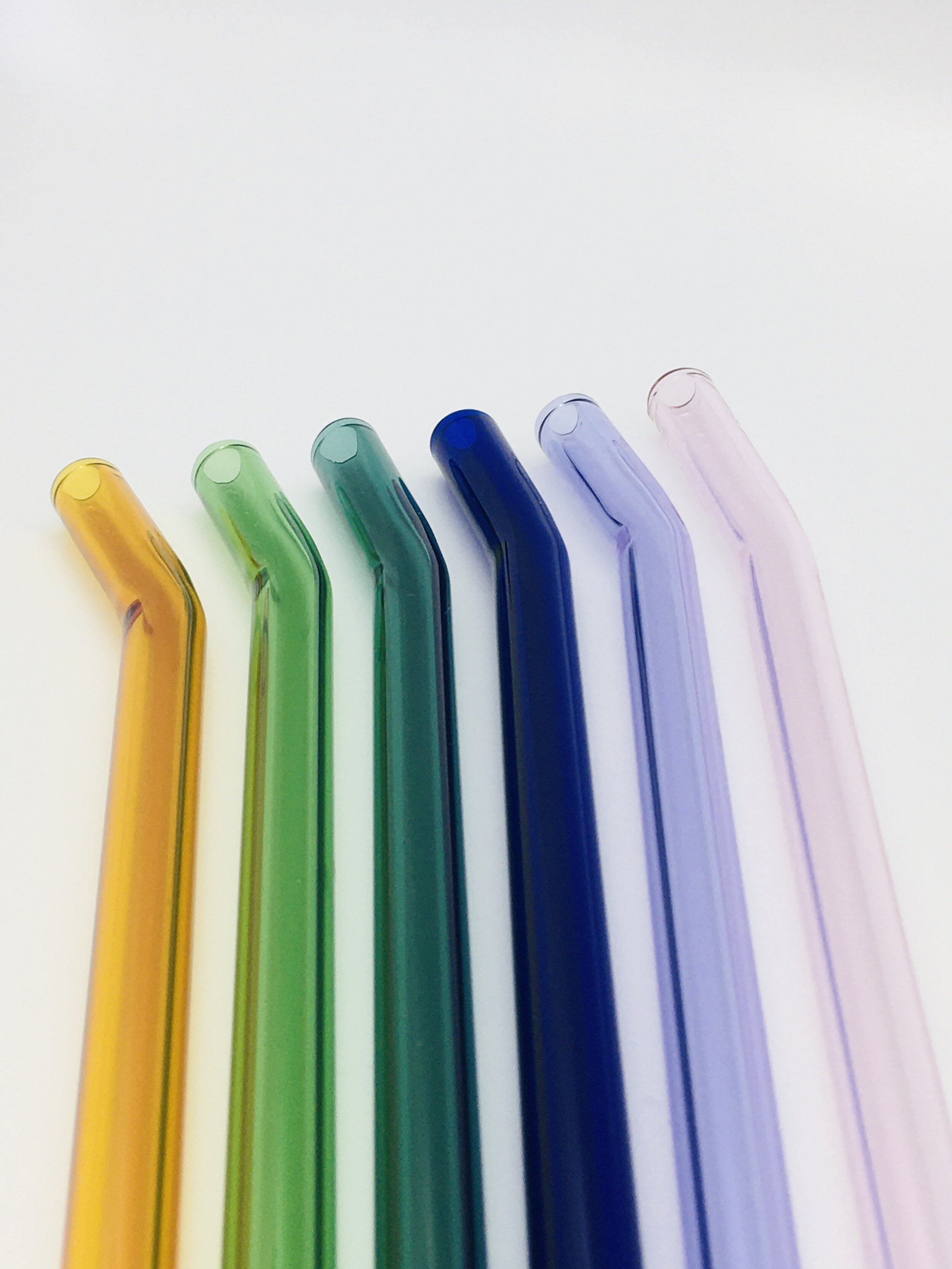 4/8 Bent Glass Straws (10 color) Reusable Drinking Straw for