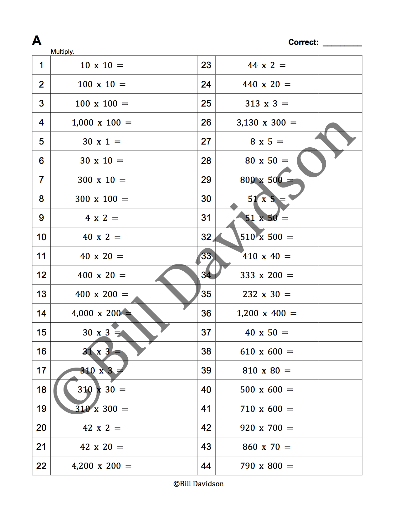 Multiply 3 Digit S By Multip Of 10 100 The Davidson Group