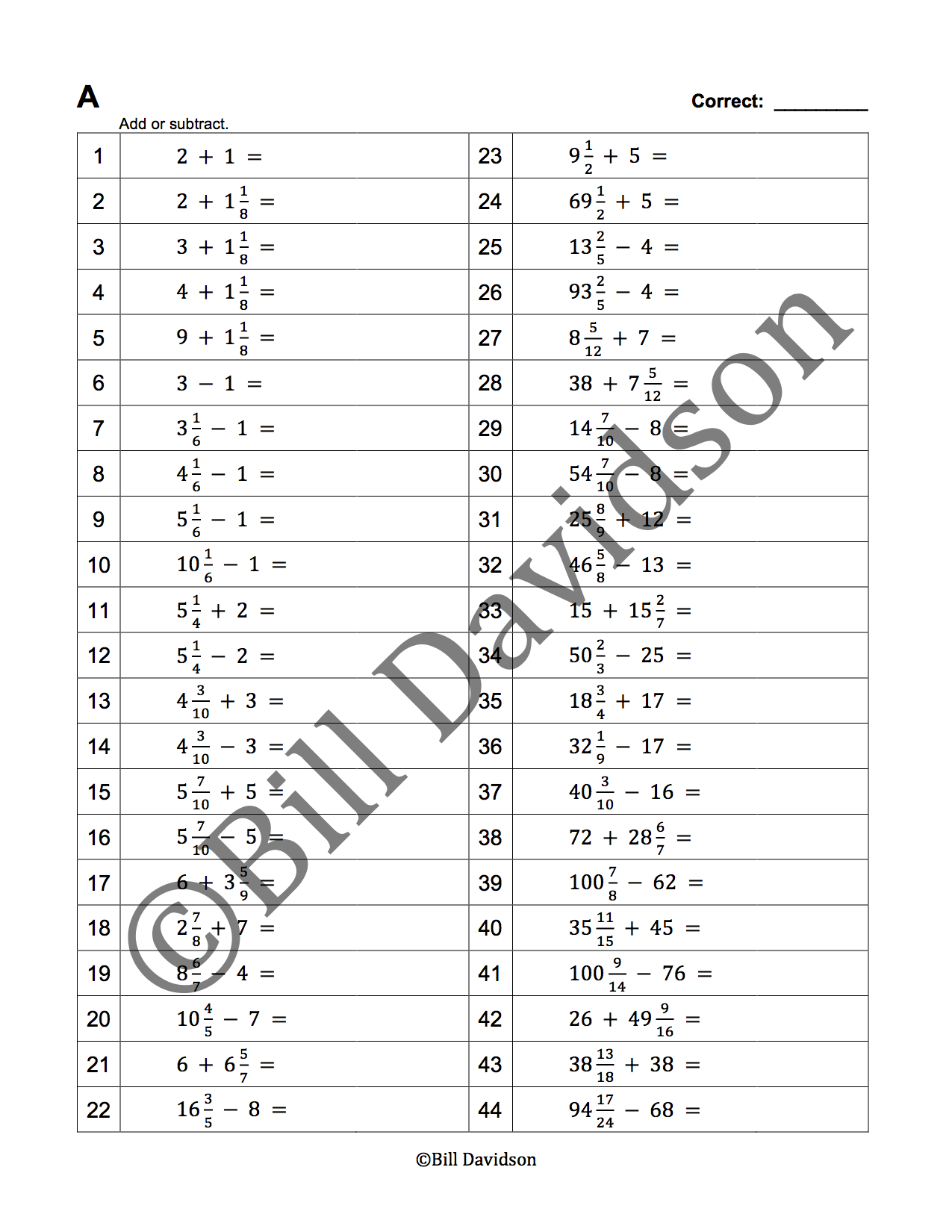 Add Subtract Mixed Whole Numbers The Davidson Group