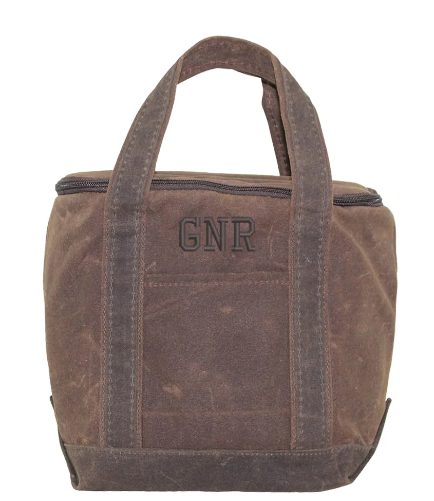Waxed Canvas Small Lunch Tote Cooler Atlantic Embroidery Works