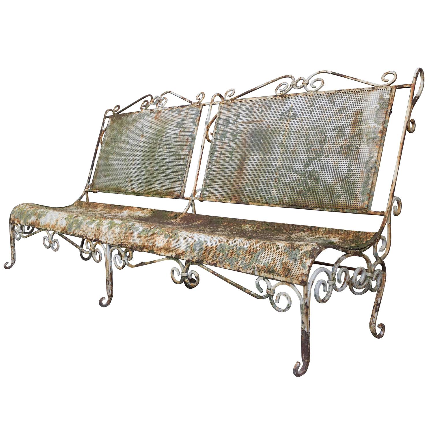 Large French Iron Garden Bench 145 Antiques