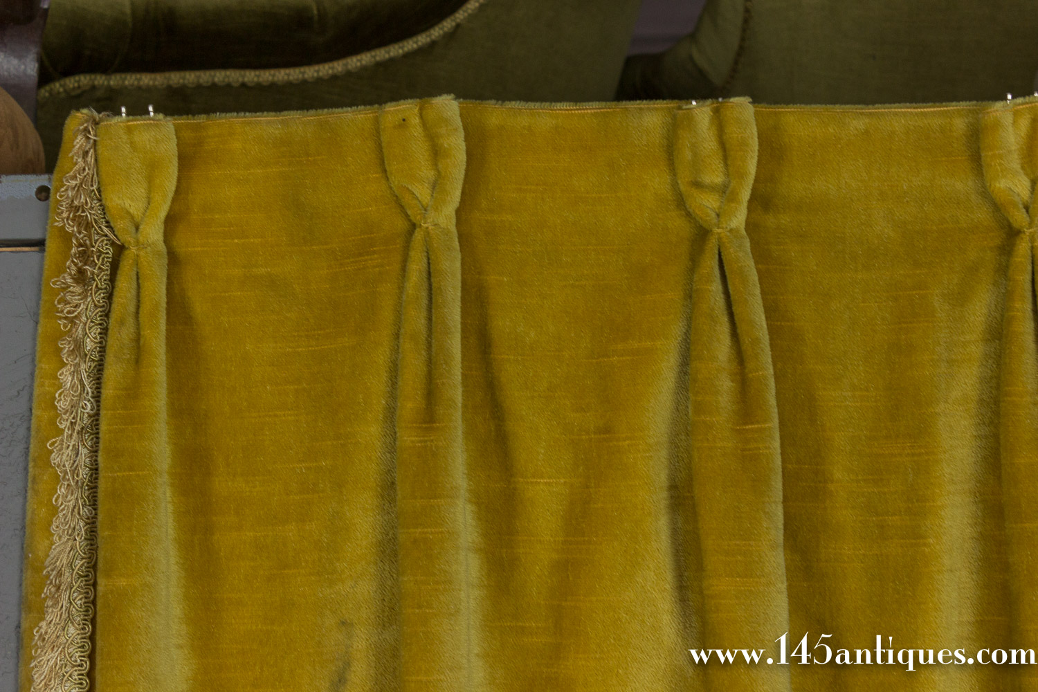 Pair Of Gold Velvet Drapes 145 Antiques
