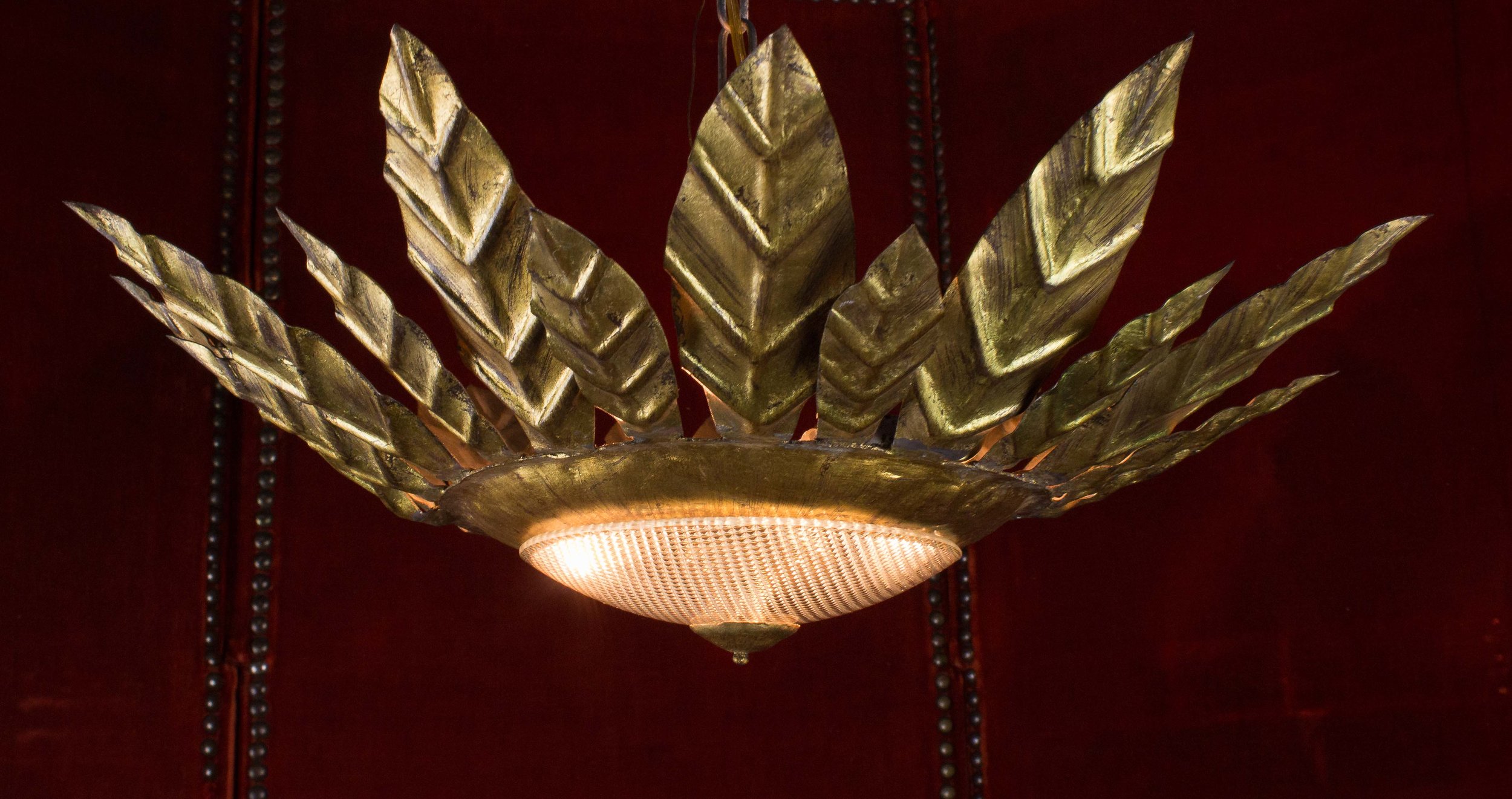 Gilt Metal And Textured Glass Flush Mounted Sunburst Ceiling Fixture Lcf1012 05 145 Antiques