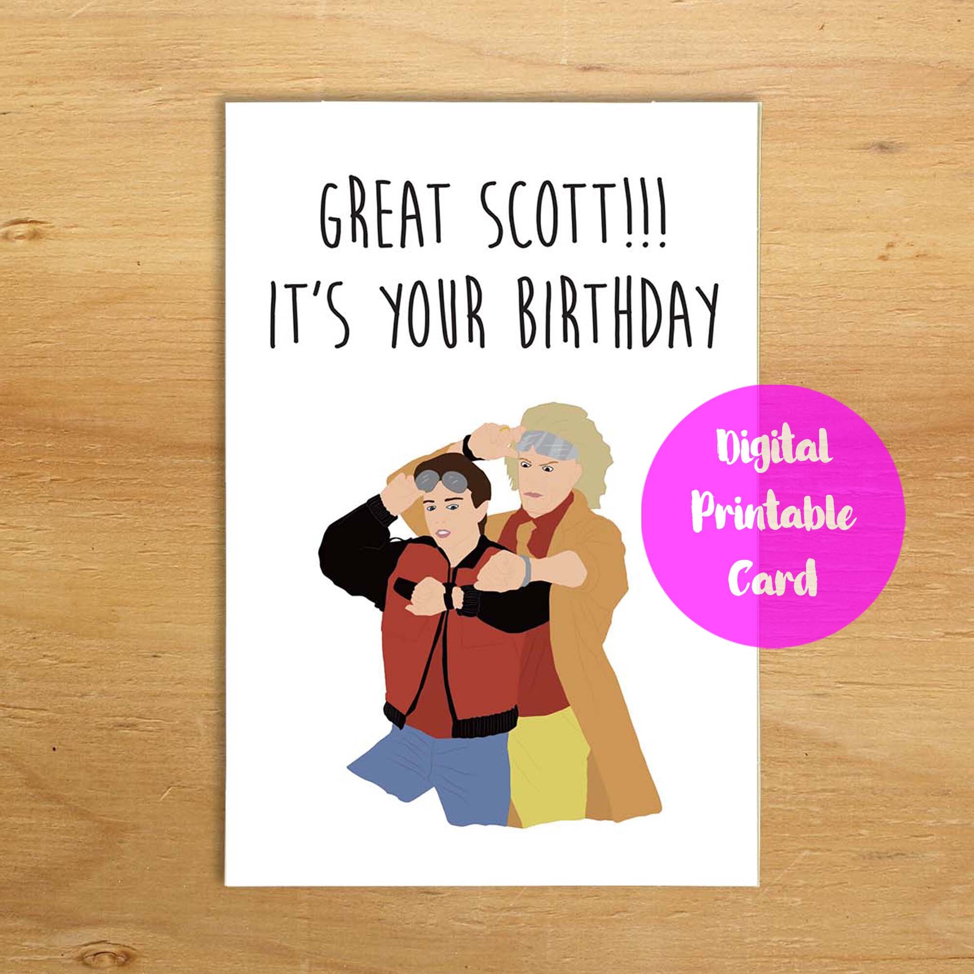 Back To The Future Birthday Card Digital Printable Birthday Card