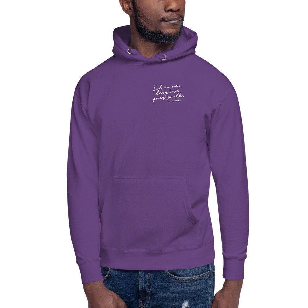 Purple Sky Orange Floral Print Unisex Lightweight Hoodie – Purple