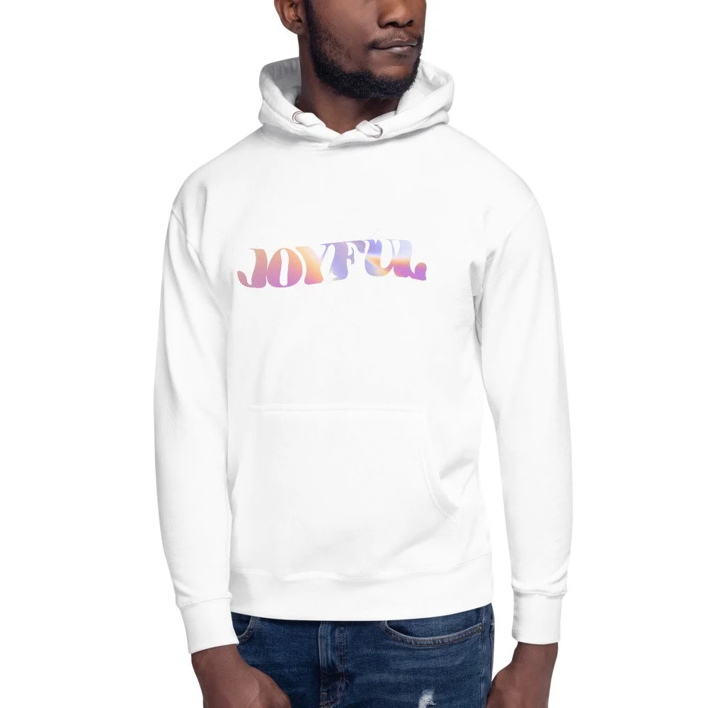 White hoodie online with rainbow