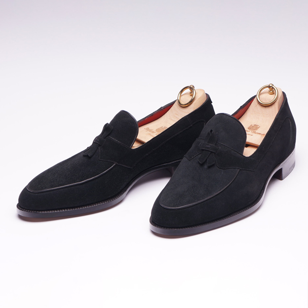 black suede loafers