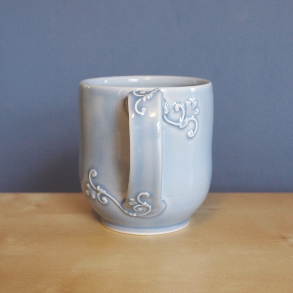 small 6oz mug with piped scrolls — JaMpdx