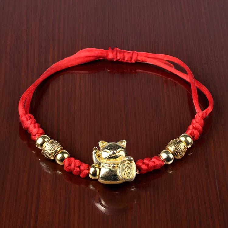 Strawberry Crystal Fox Bracelet-Red String Fengshui Bead