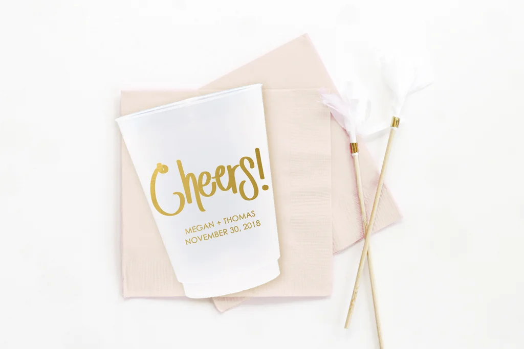 Cheers Personalized Wedding Cups When It Rains Paper Co Colorful And Fun Paper Goods Office Supplies And Personalized Gifts