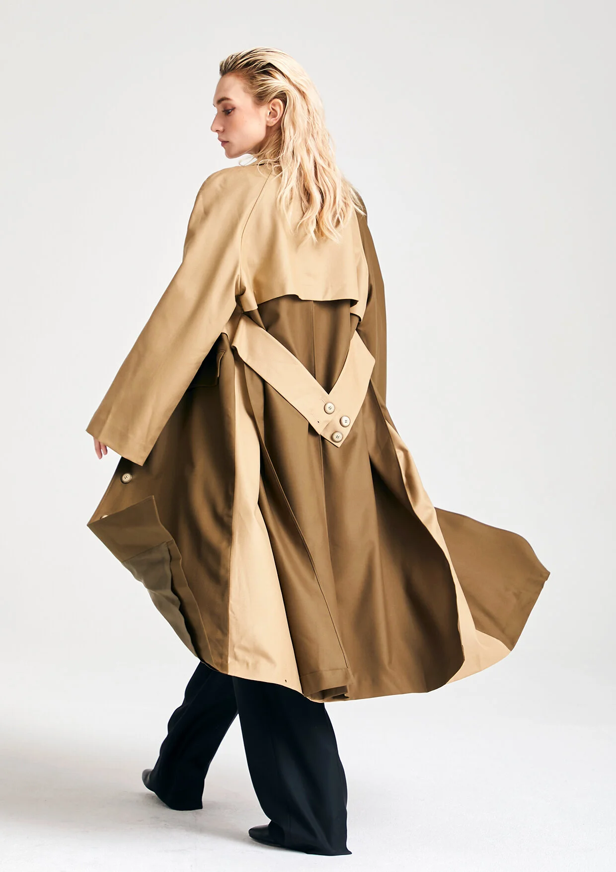 khaki wool trench coat