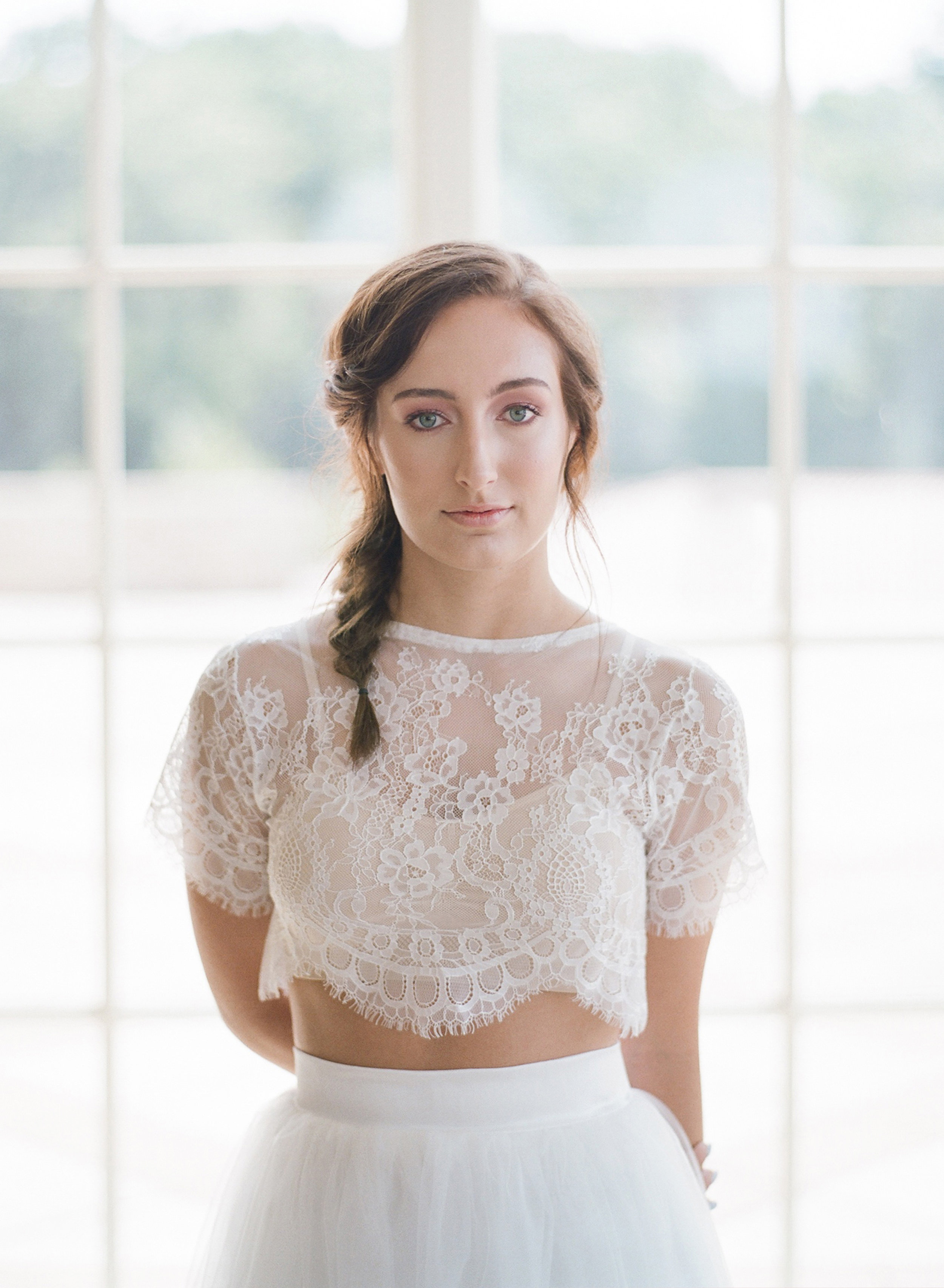 Crop Top Lace Bridal Lace Top Bridal Blouse Ivory Mes