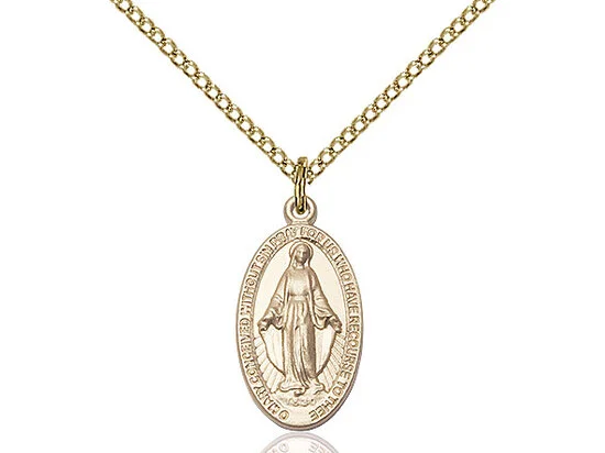 Solid Gold Miraculous Medal Necklace — Unique Catholic Jewelry - TELOS Art