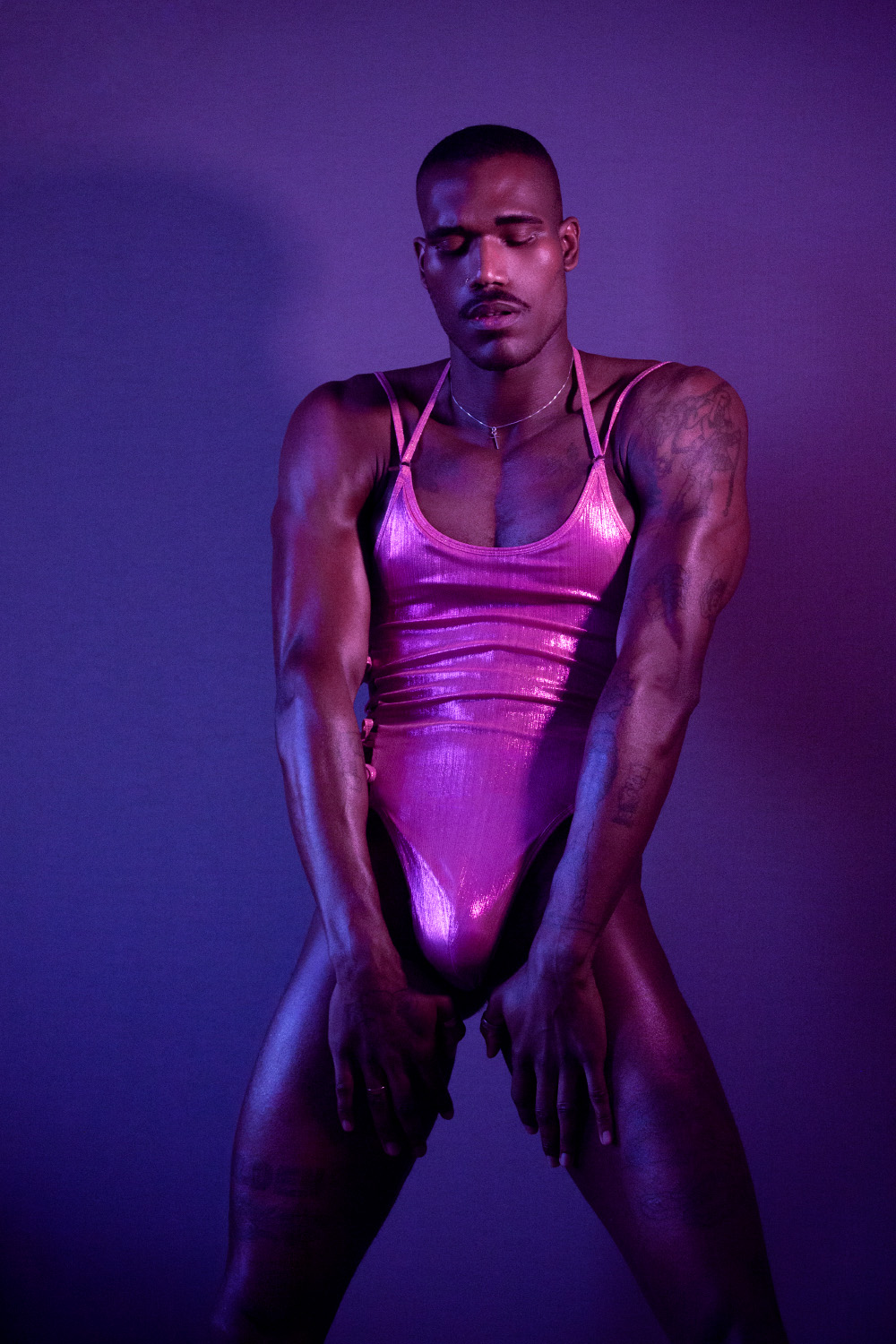 pink metallic bodysuit
