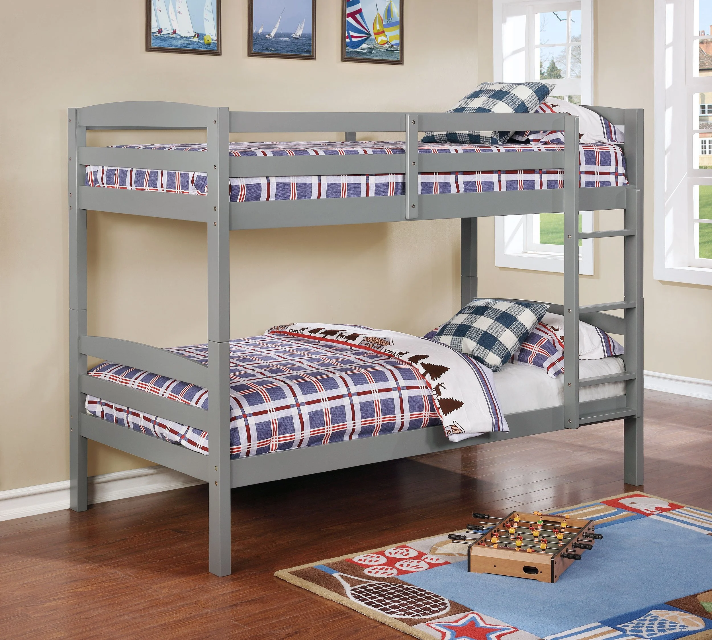 Twin Twin Bunk Bed Grey Factory Direct Furniture Store America The Beautiful Dreamer