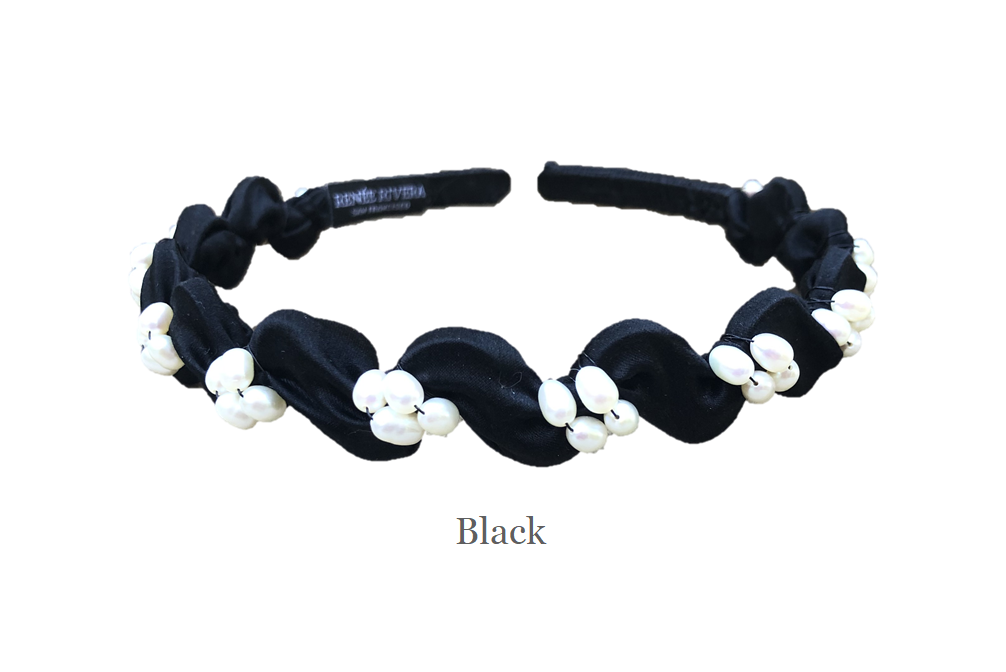 ZZLPHB - ZIG ZAG HEADBAND WITH SILK & FRESH WATER PEARLS