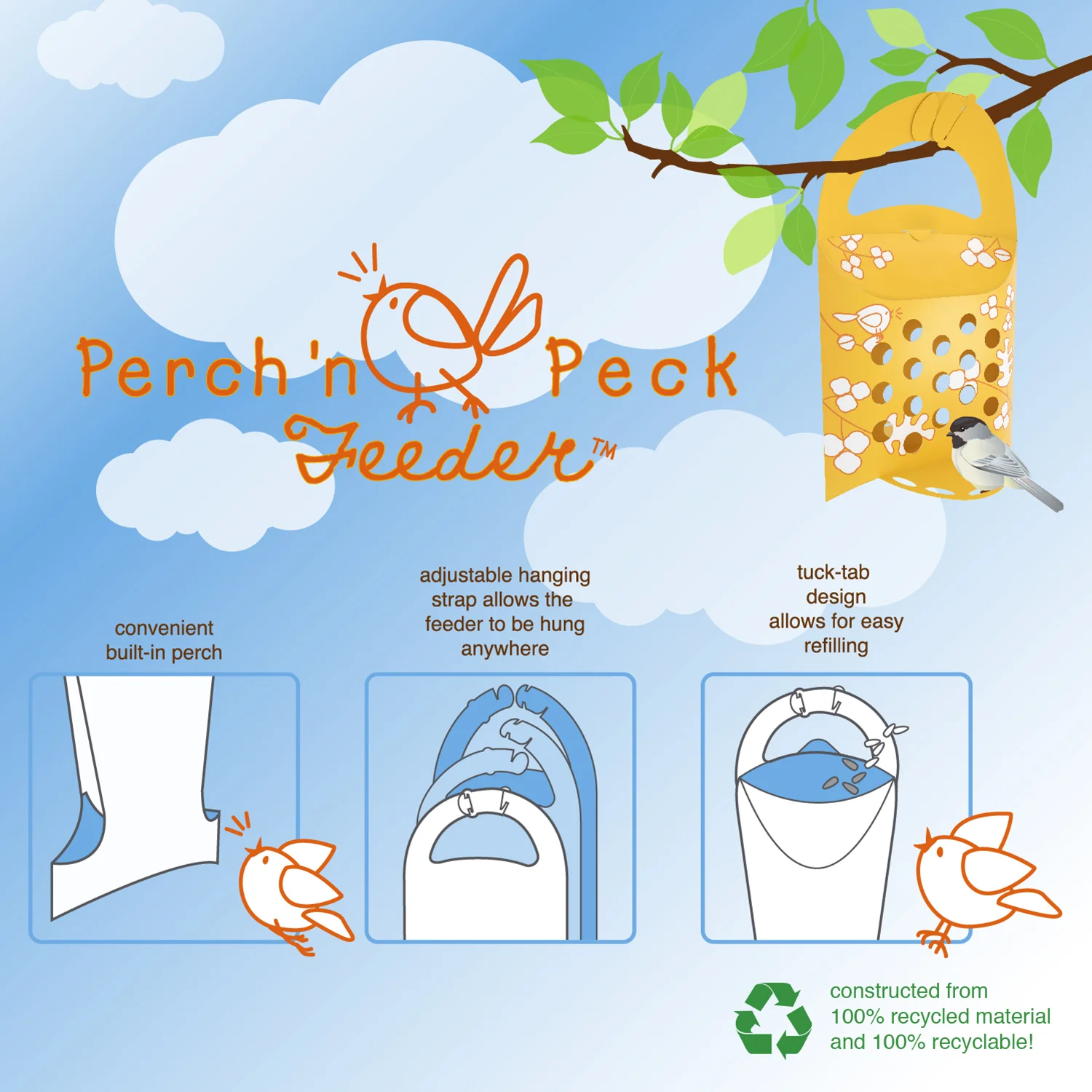 Whimsy Birds Suet Bird Feeder Fresh Brands