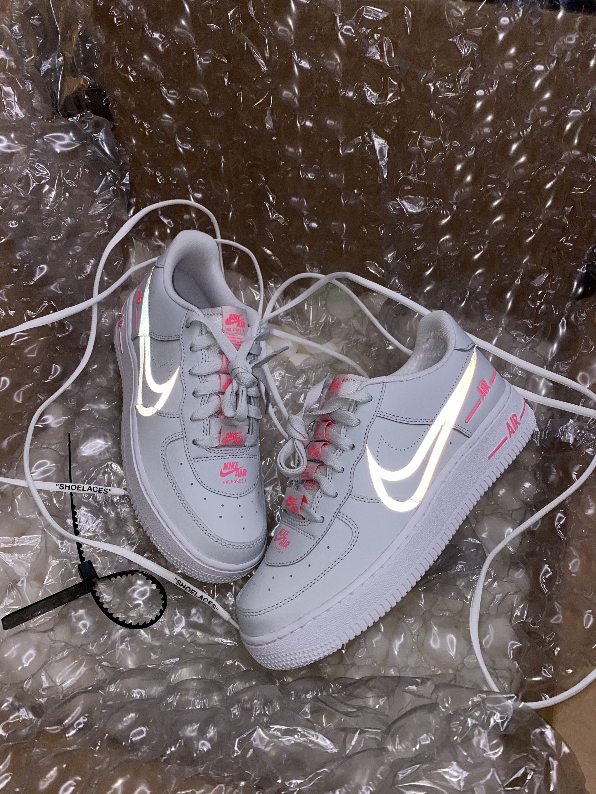 grey and pink air force 1