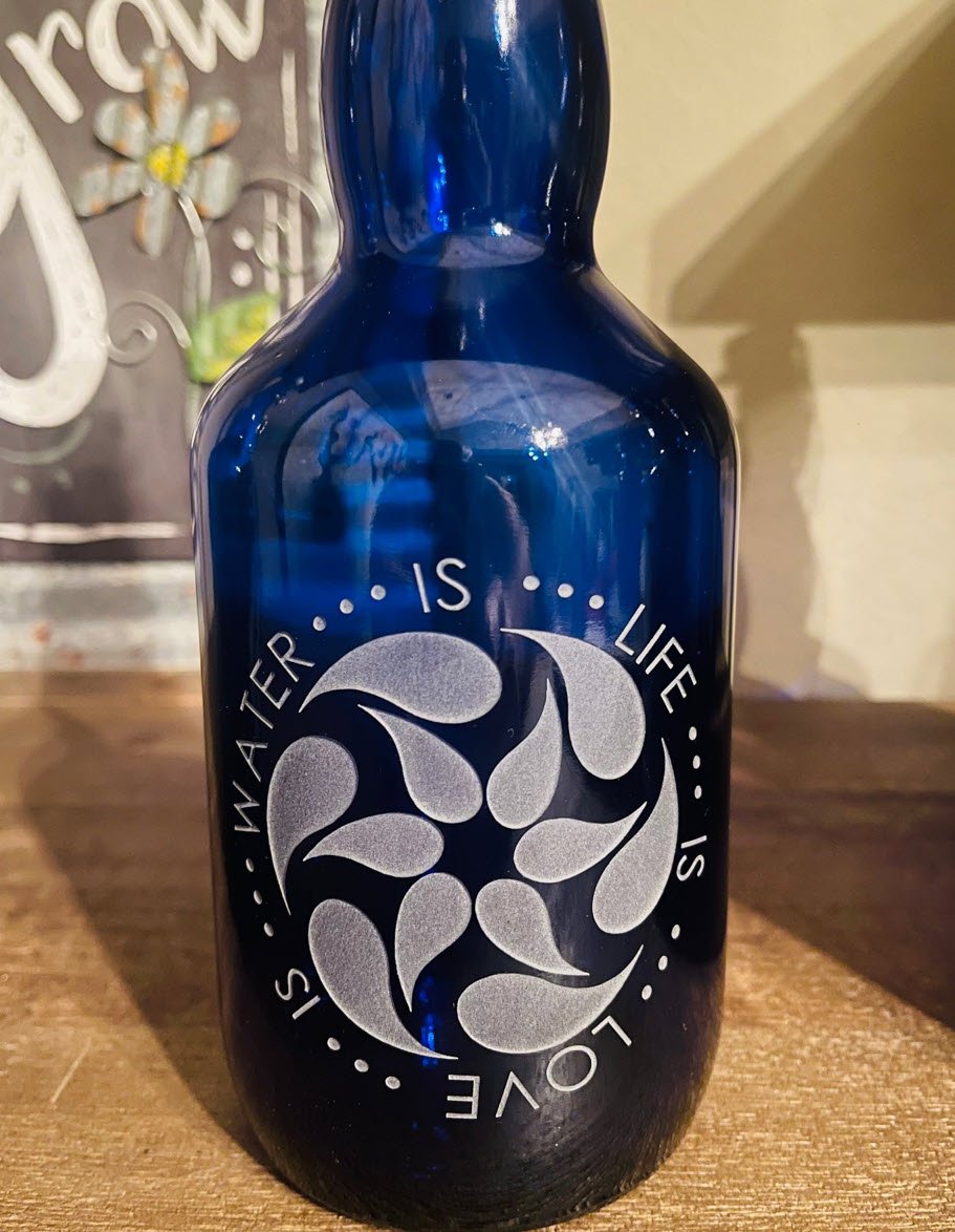 Sandblasted Dark Blue Cobalt Glass Drinking Water Bottle (Medium) — John  Ellis Water