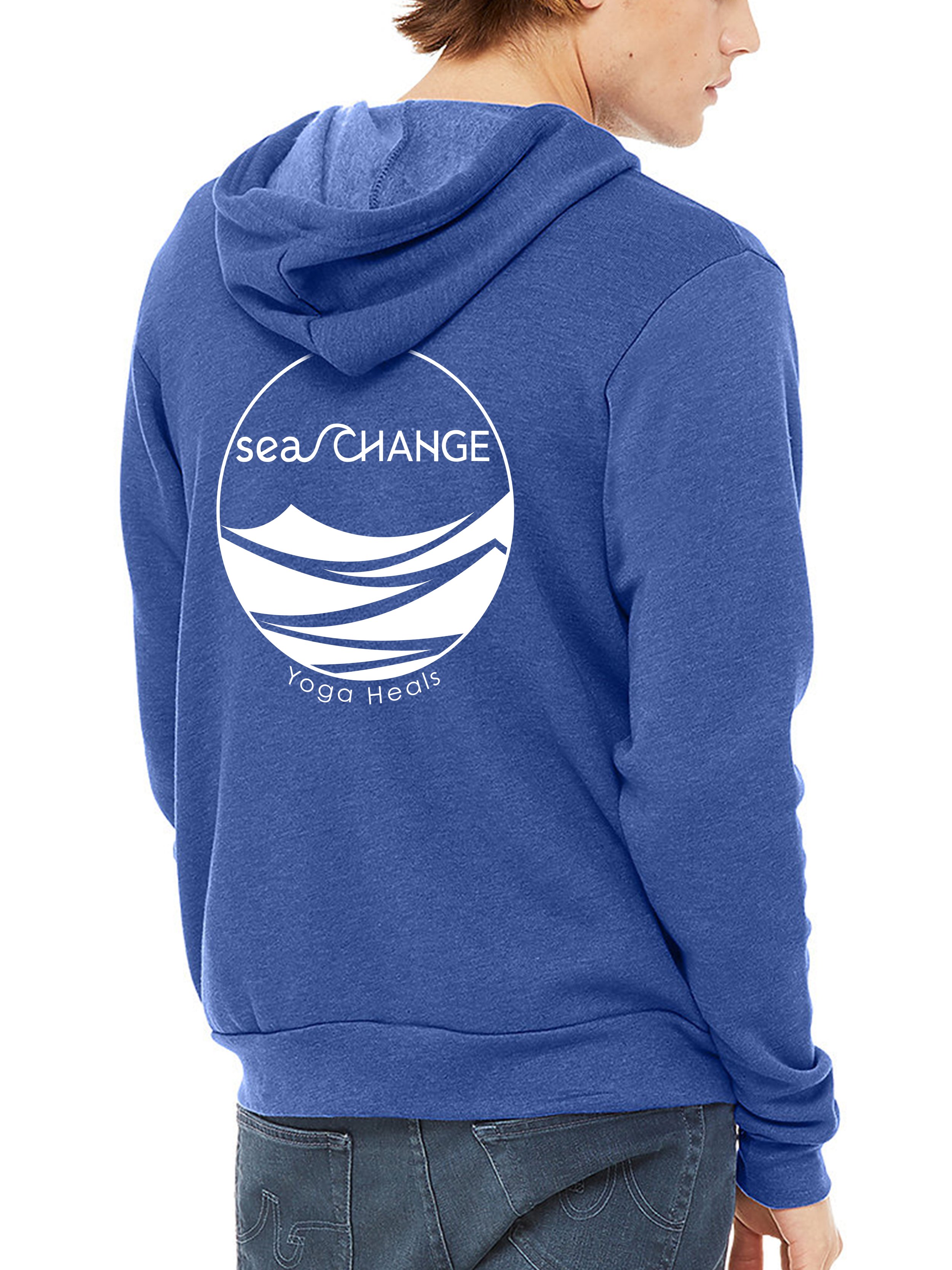 Sea Change Yoga Zip Up Hoodie - Blue — Sea Change Yoga