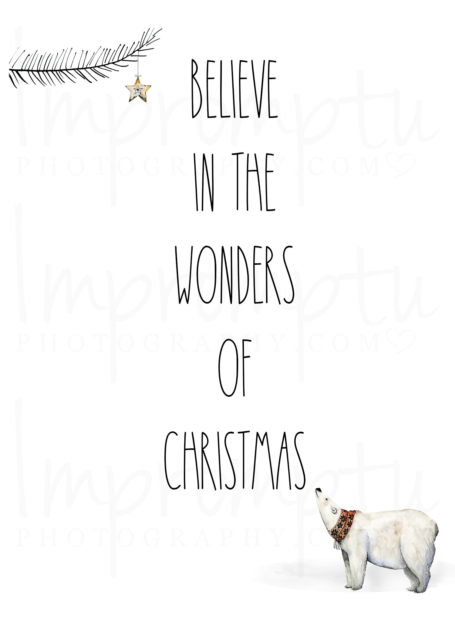 Rae Dunn Inspired Printable 5x7 Christmas Card Believe In The