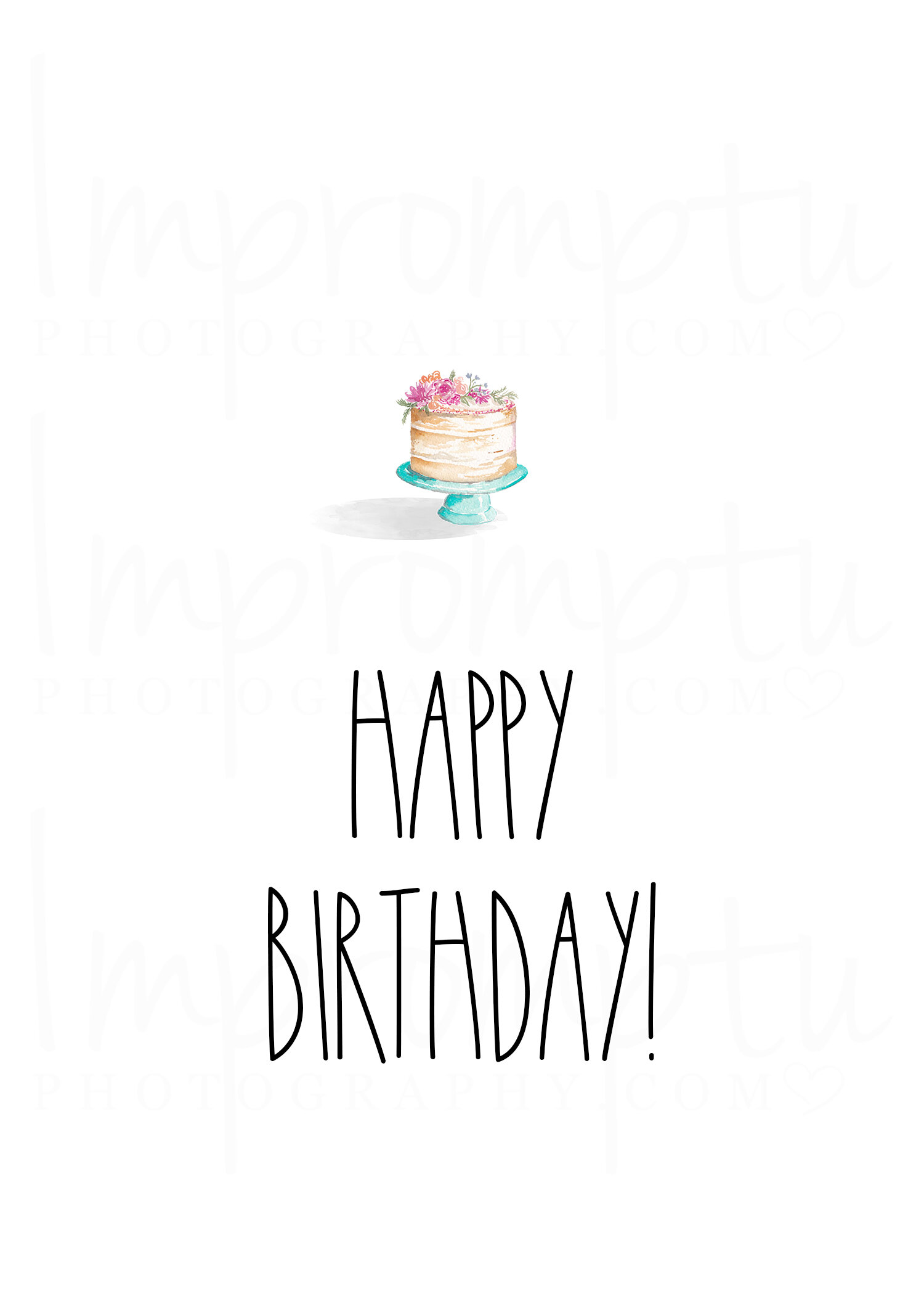 Rae Dunn Inspired Birthday Card 5x7 Happy Birthday 2 Tier Cake