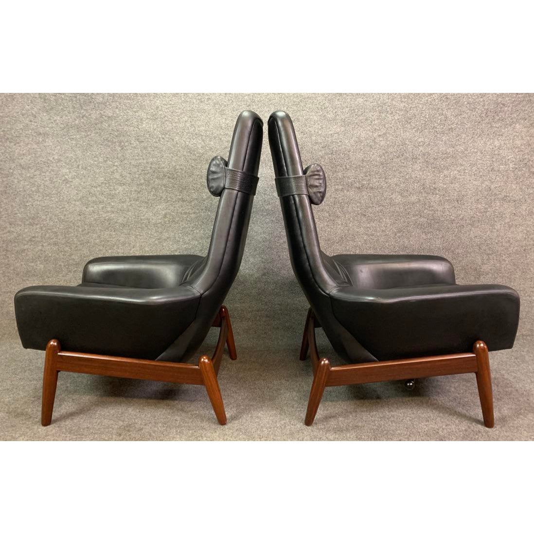 Pair Of Vintage Danish Mid Century Modern Recliners Lounge Chairs Ottomans Model Pd30 In Afromasia And Leather By Kofod Larsen Aymerick Modern