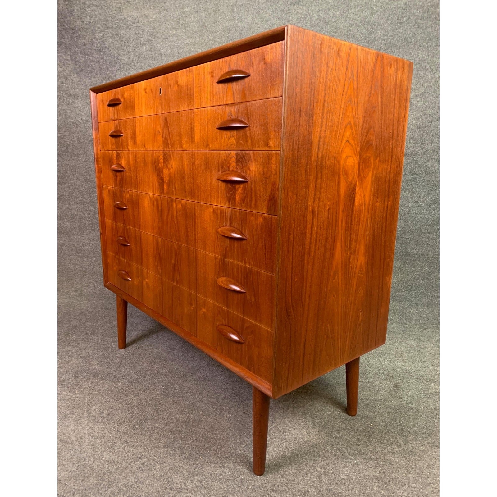 Vintage Danish Mid Century Modern Teak Highboy Dresser Attributed