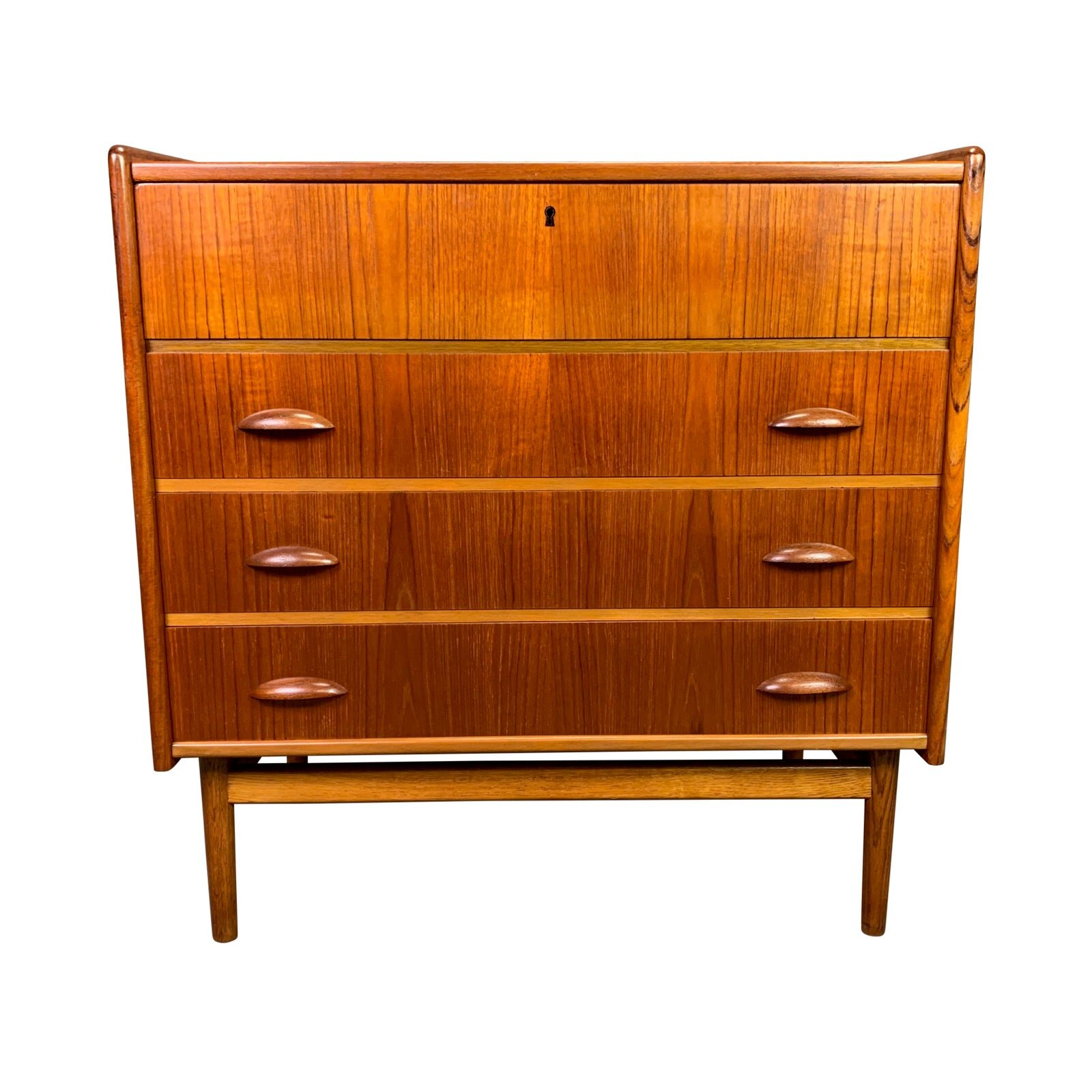 Vintage Danish Mid Century Modern Teak Vanity Low Boy Dresser