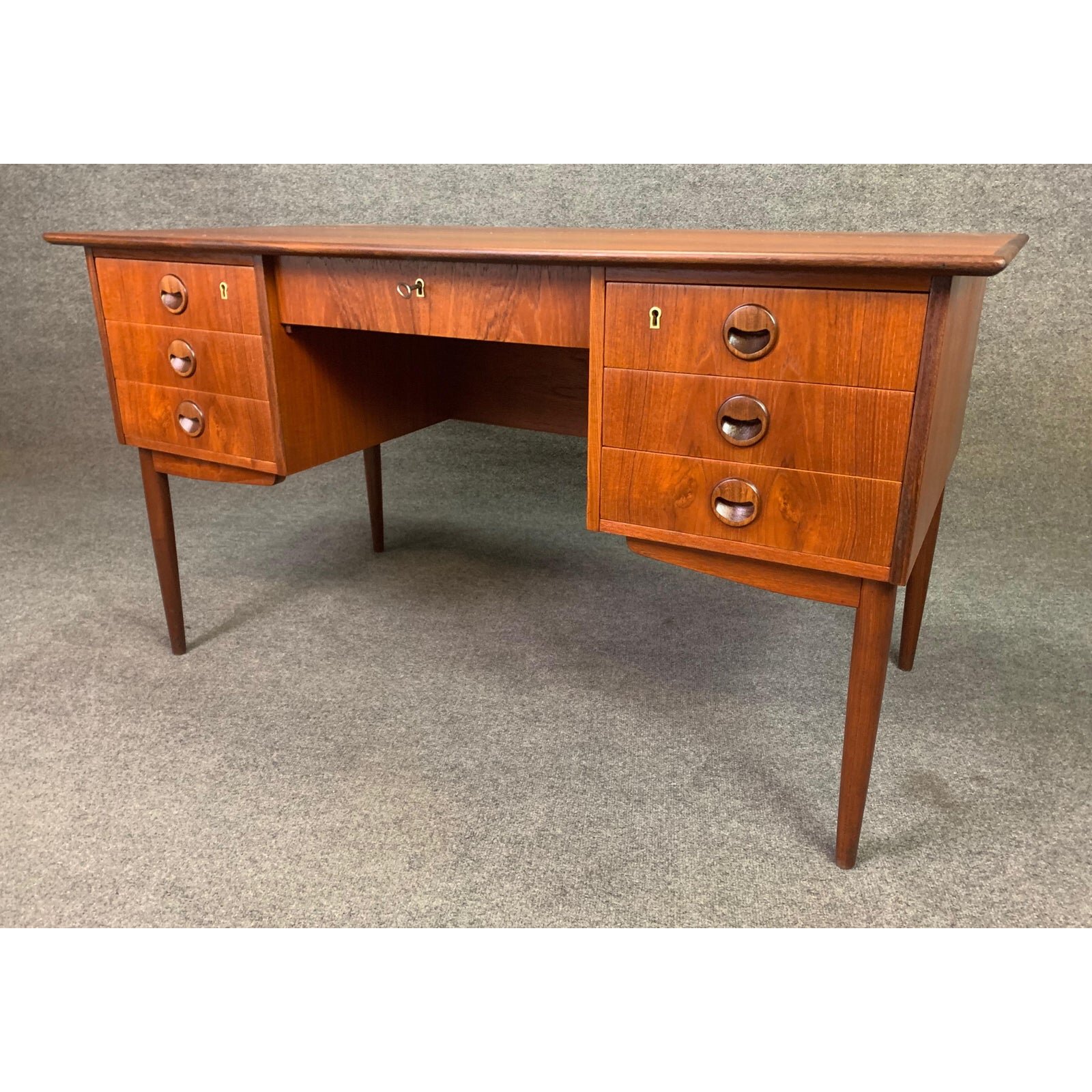 Vintage Danish Mid Century Modern Teak Writing Desk In The Manner