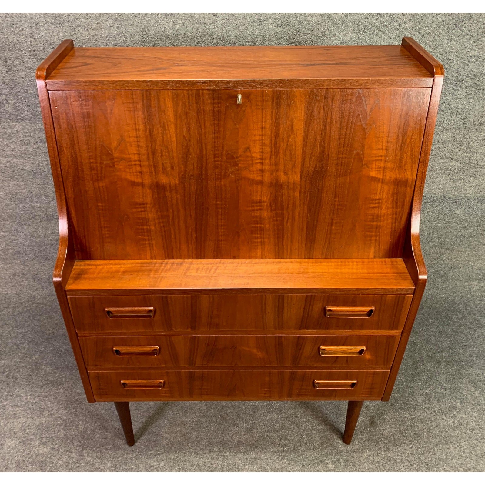 Vintage Danish Mid Century Modern Teak Secretary Desk By Gunner