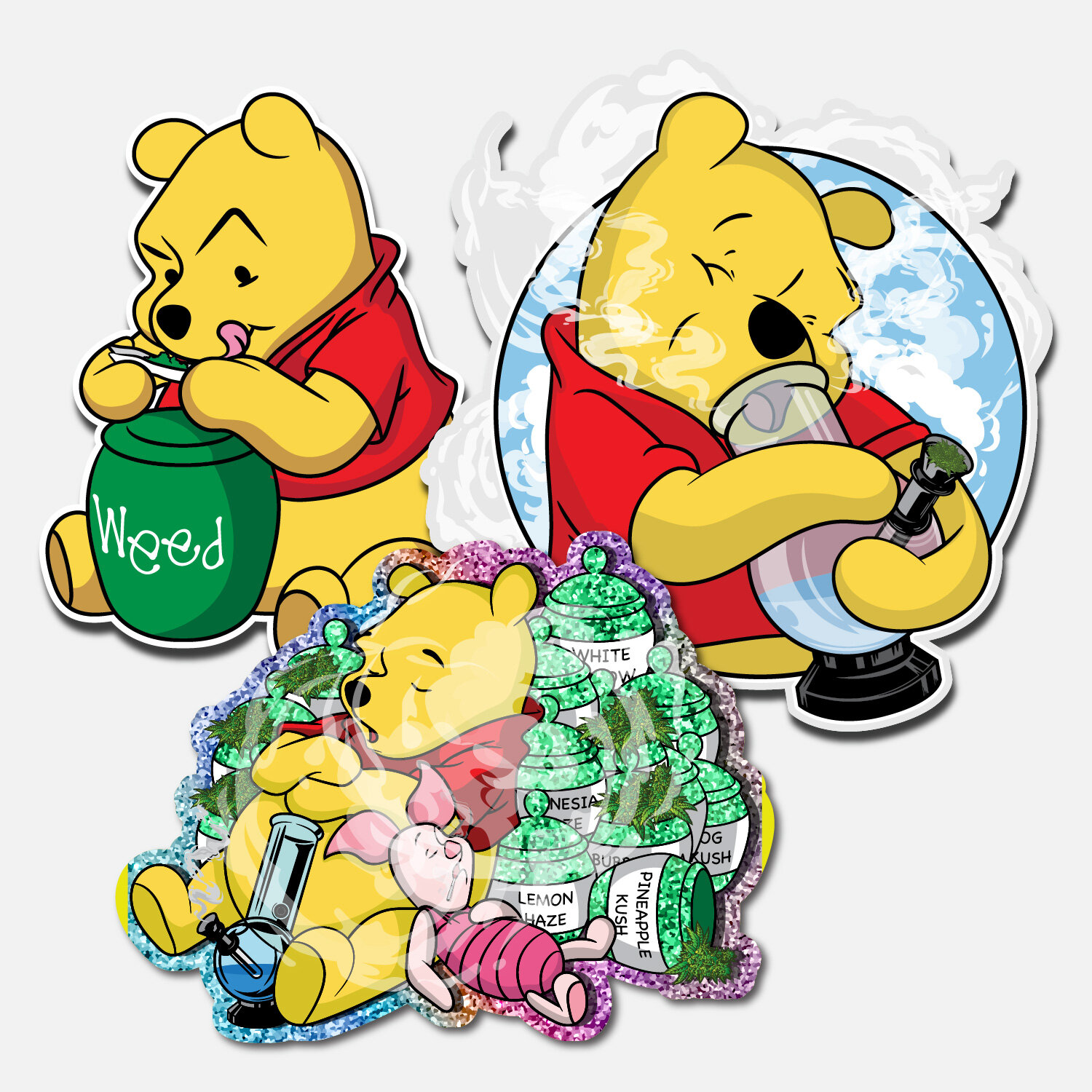 420 Pooh Sticker Pack - Die Cut Stickers 3 & 6 — Nope No Ordinary People