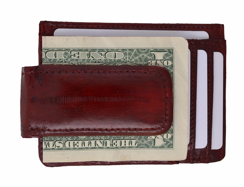 Men's Leather Slim Magnetic Money Clip Front Pocket Wallet ID Credit Card Holder