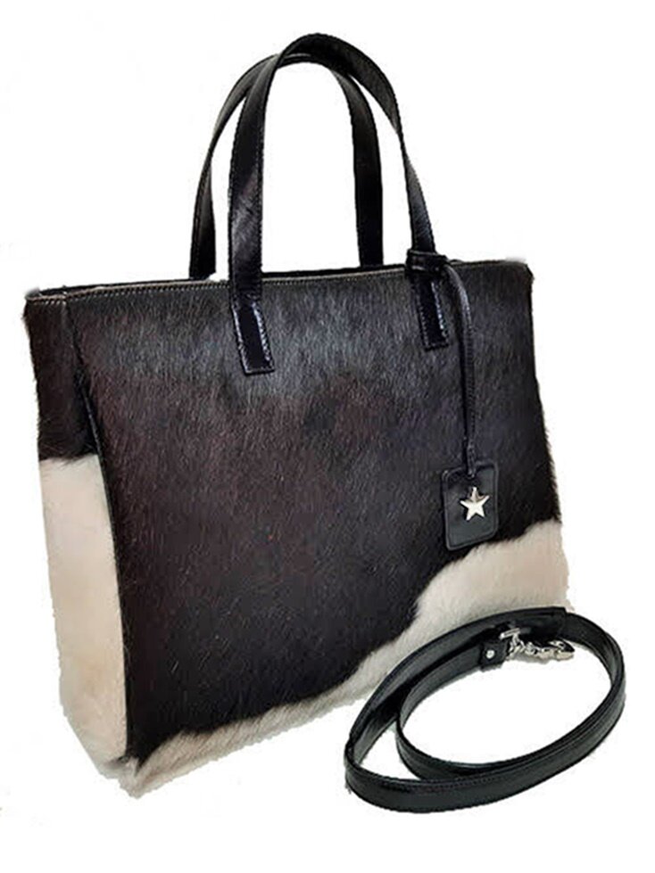 cowhide leather tote