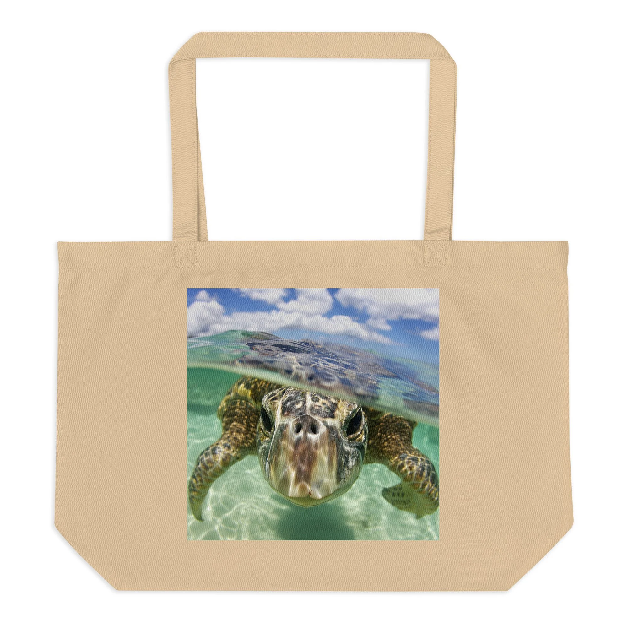 Save The Sea Turtles International Large organic tote bag One Ocean Designs One ocean Clothing One Ocean Hawaii Shop One Ocean One Ocean shark clothes One Ocean