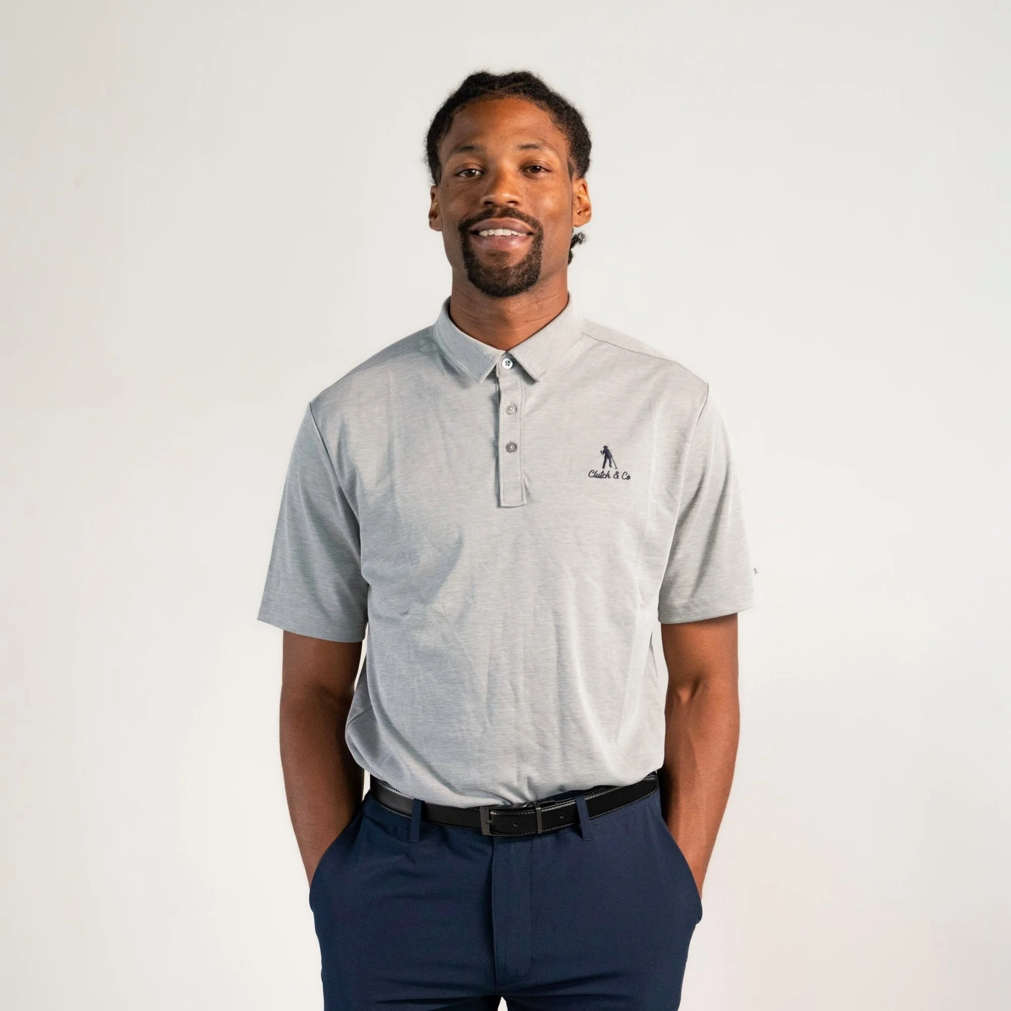 gray golf polo