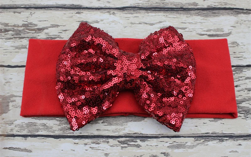 Large Red Sequin Bow Headband