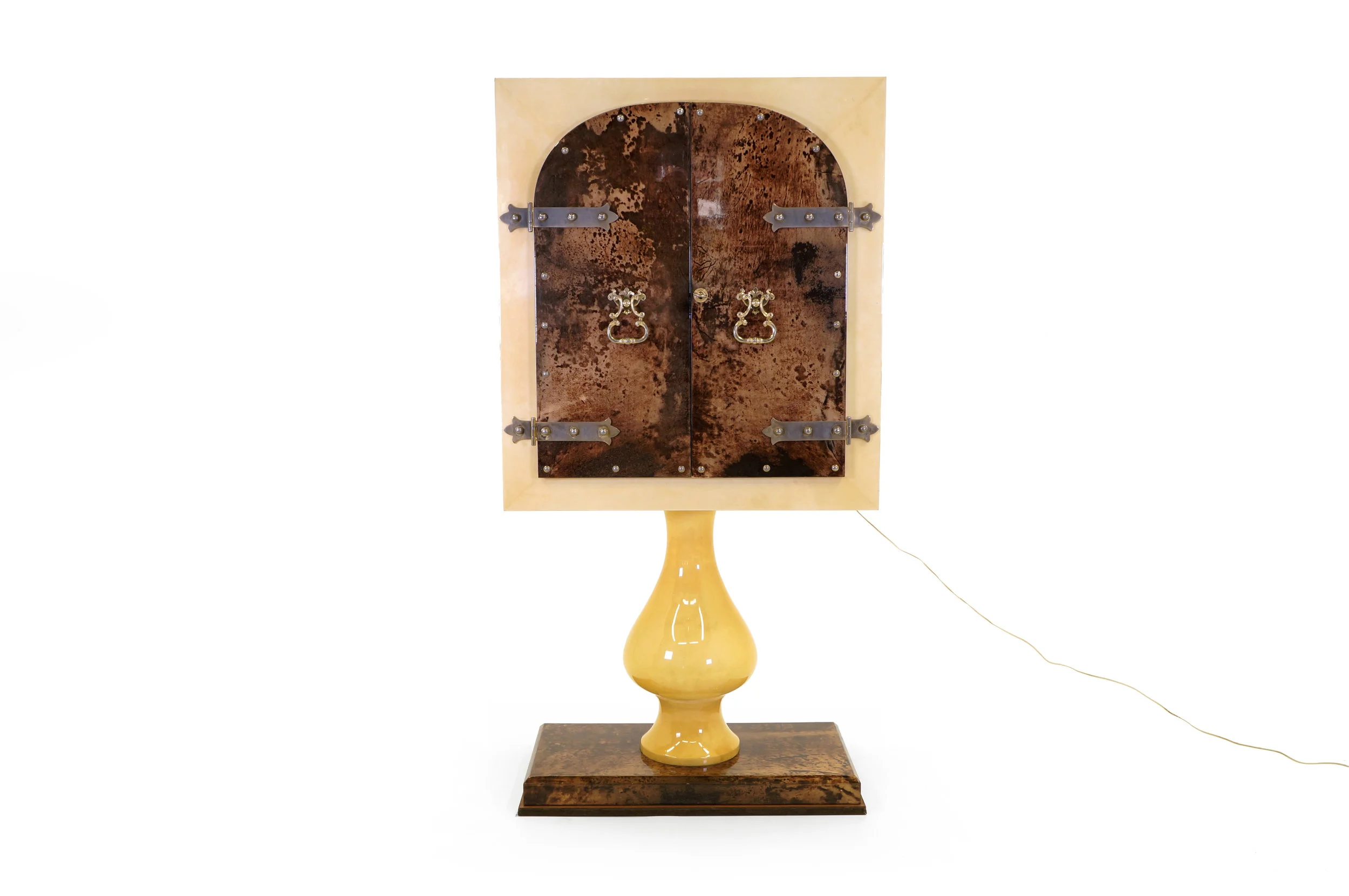 Stunning Aldo Tura Lighted Locking Bar Cabinet Or Liquor Cabinet