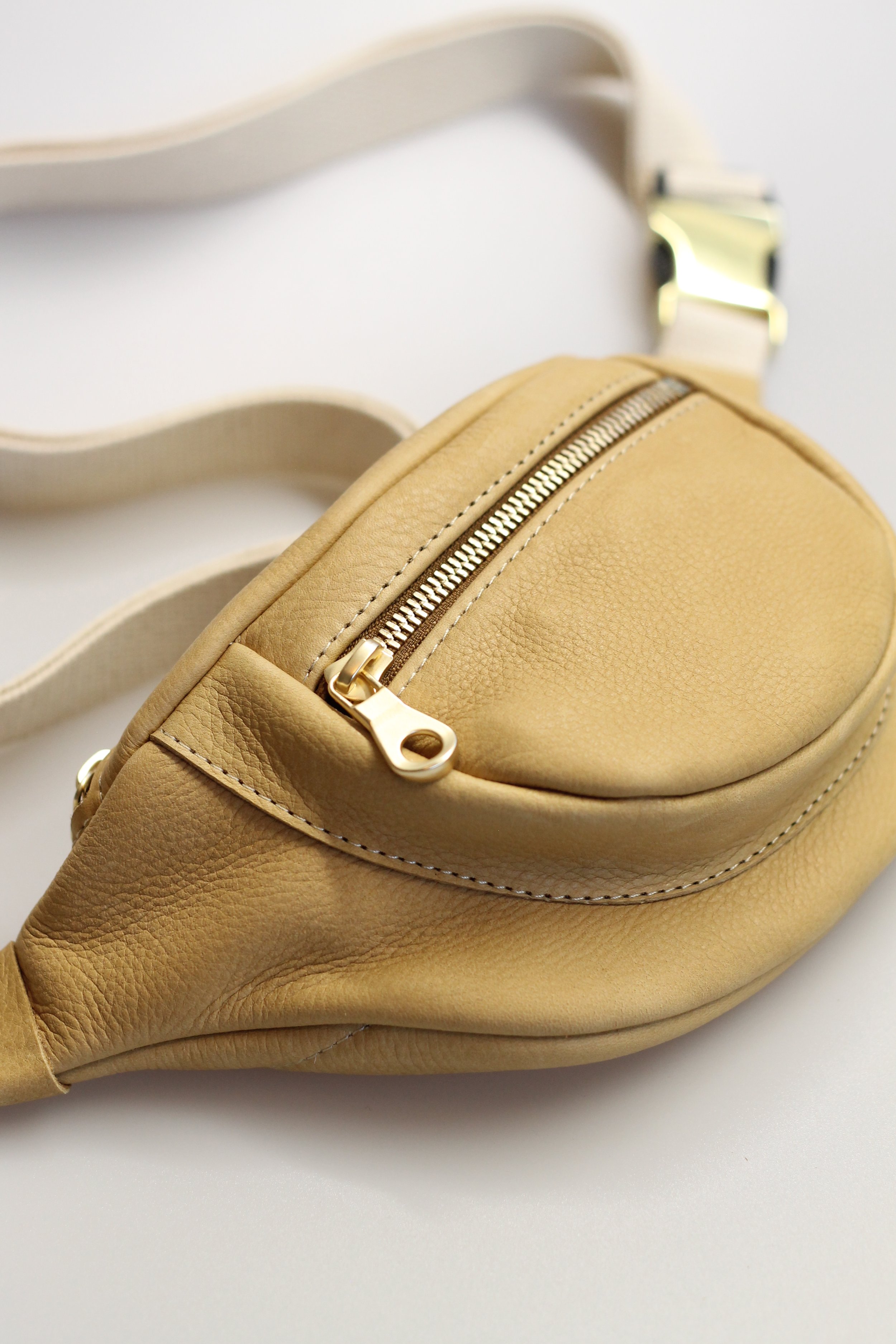 beige fanny pack
