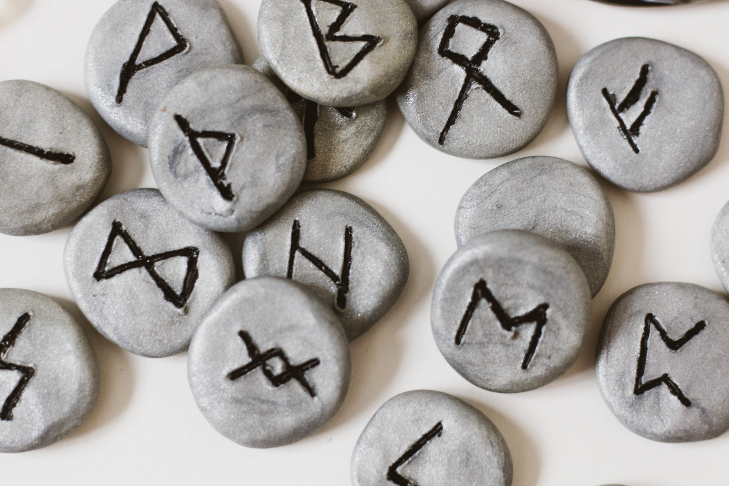 Rune Stone Set Of 25 Elder Futhark Alphabet Hand Made in Pewter in Cornwall 