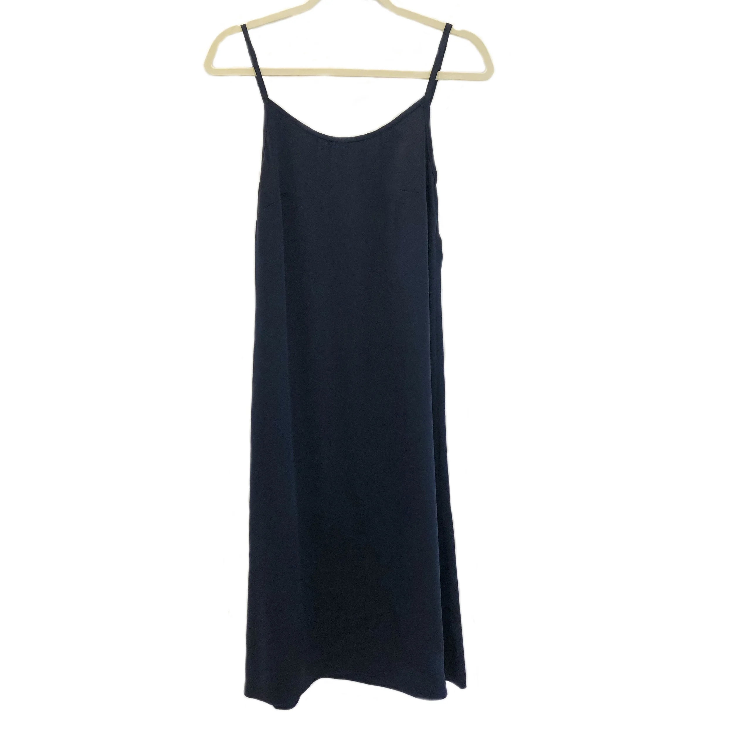 navy silk slip dress