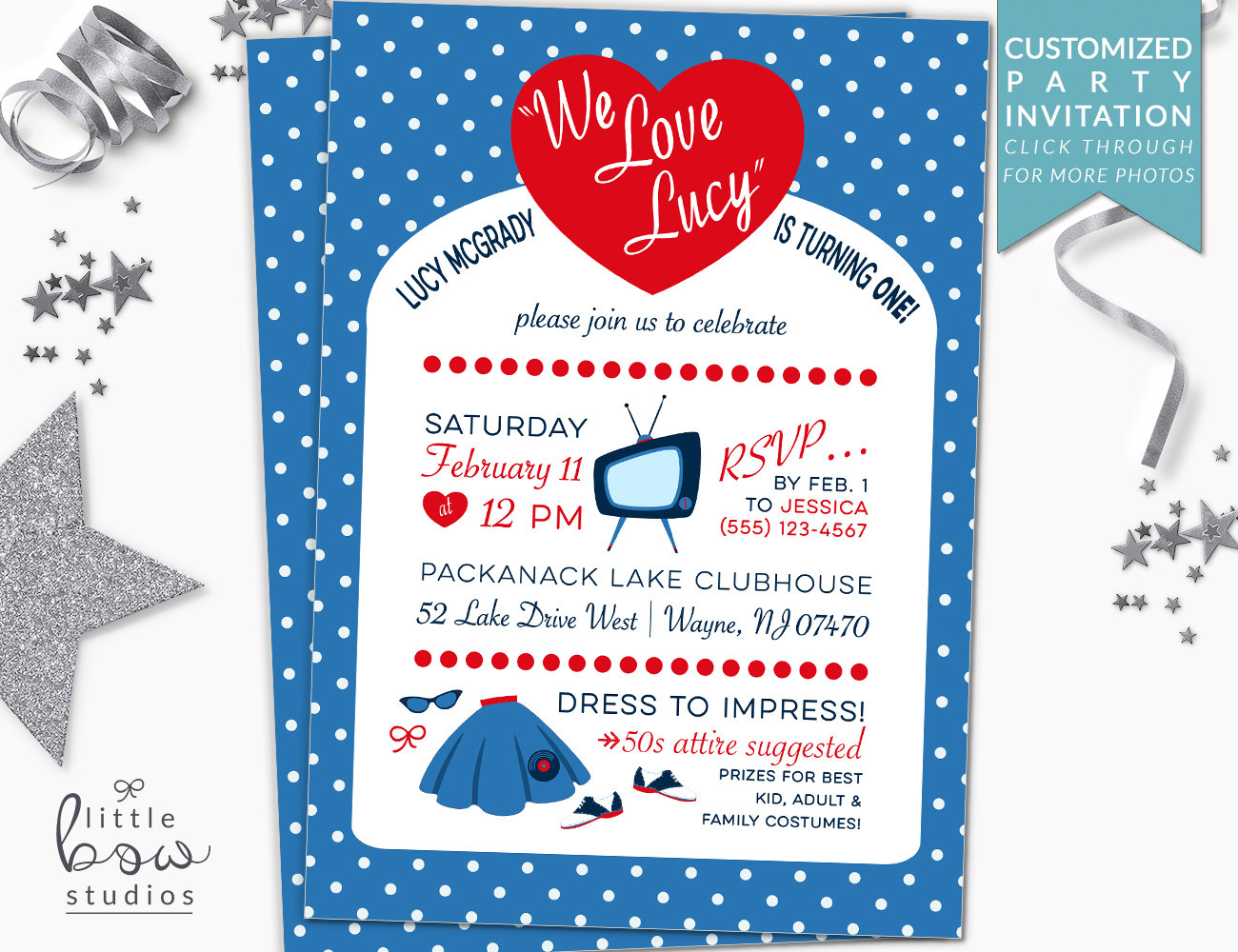 I Love Lucy Printable Invitation 50s First Birthday Party I Love Lucy Printable Invitation 50s