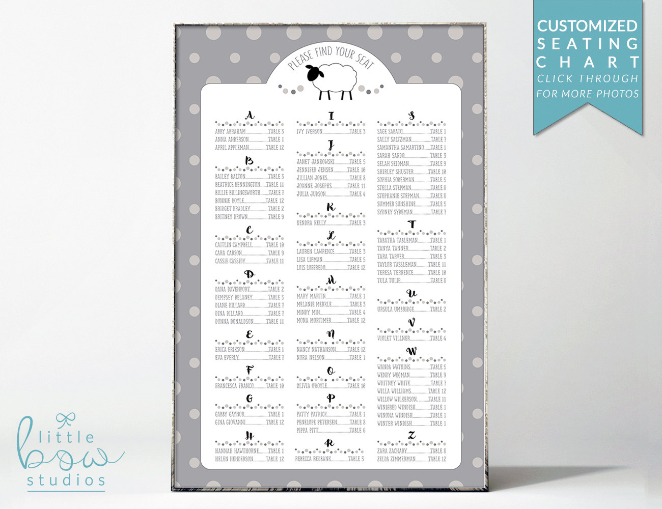 Baby Shower Seating Chart