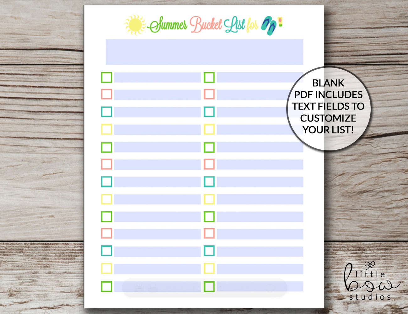 11 X 14 Printable Summer Bucket List Instant Download Family