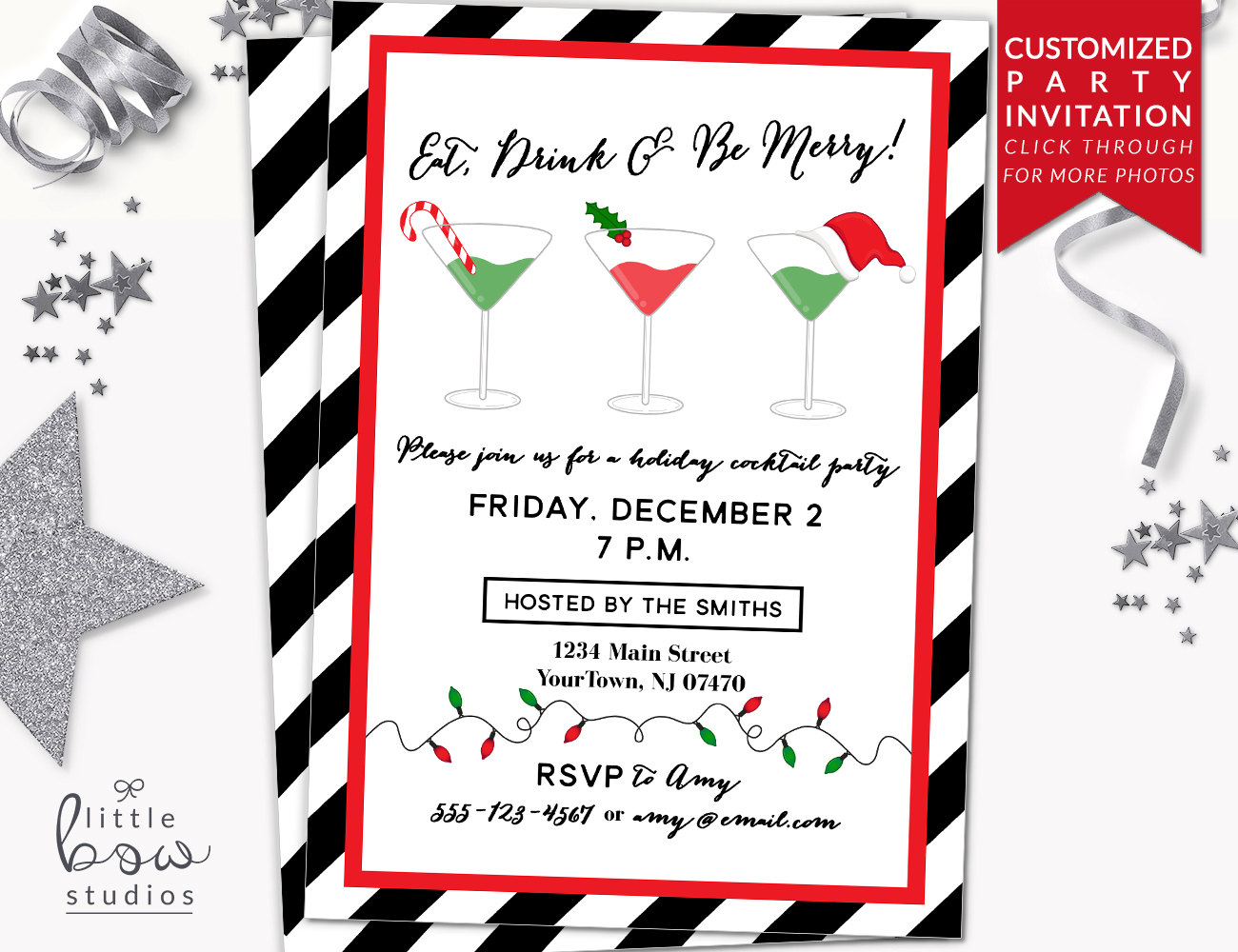 Holiday Tail Party Printable Invitation Christmas Holiday Tail Party Printable