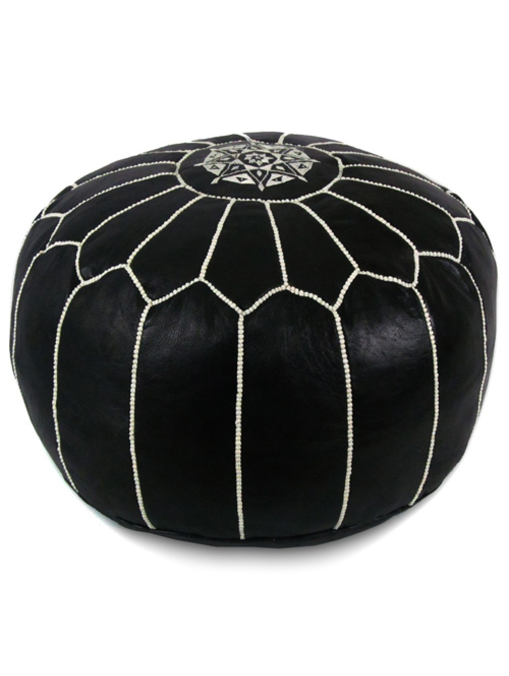 Moroccan Leather Floor Pouf In Black White Lilac Inc Moroccan Leather Floor Pouf In Black