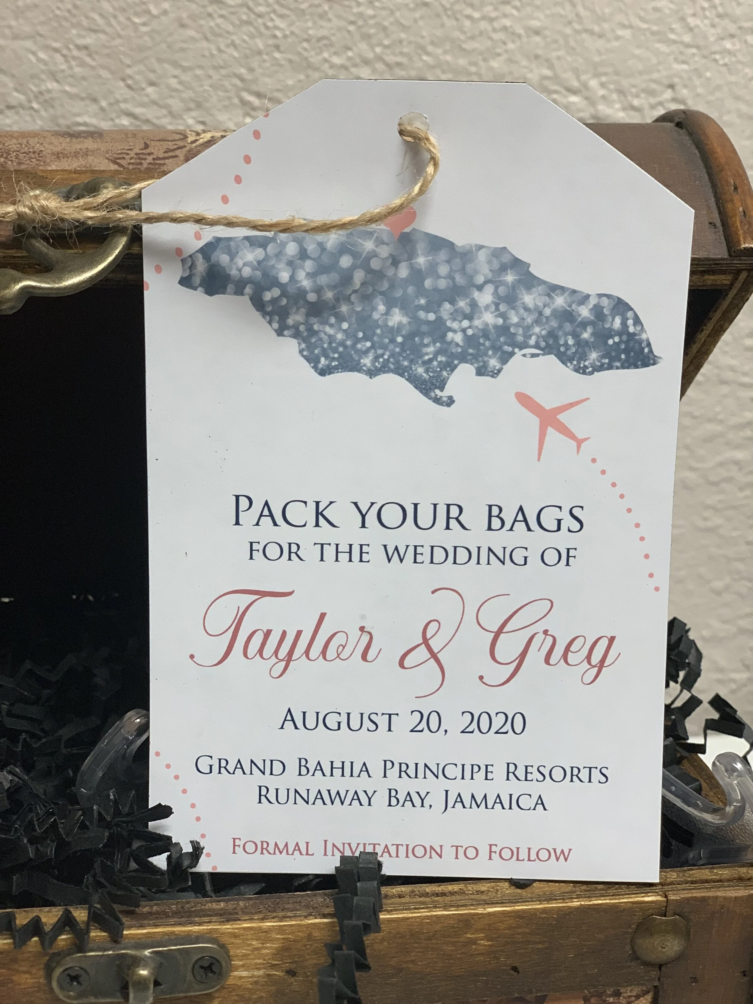 Glitter Jamaica Luggage Tag Save The Date Magnet The Stylish Scribe