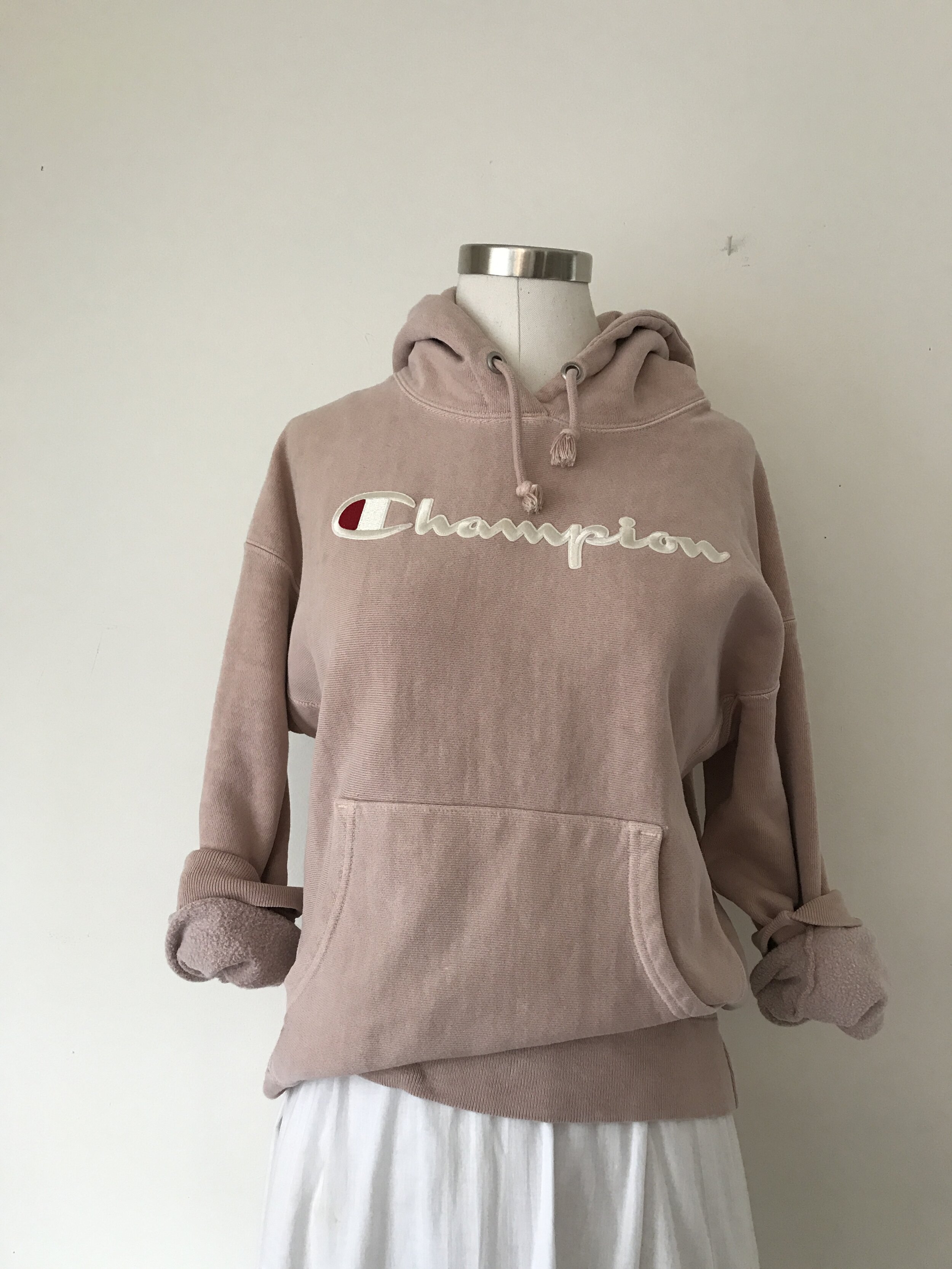 blush champion hoodie